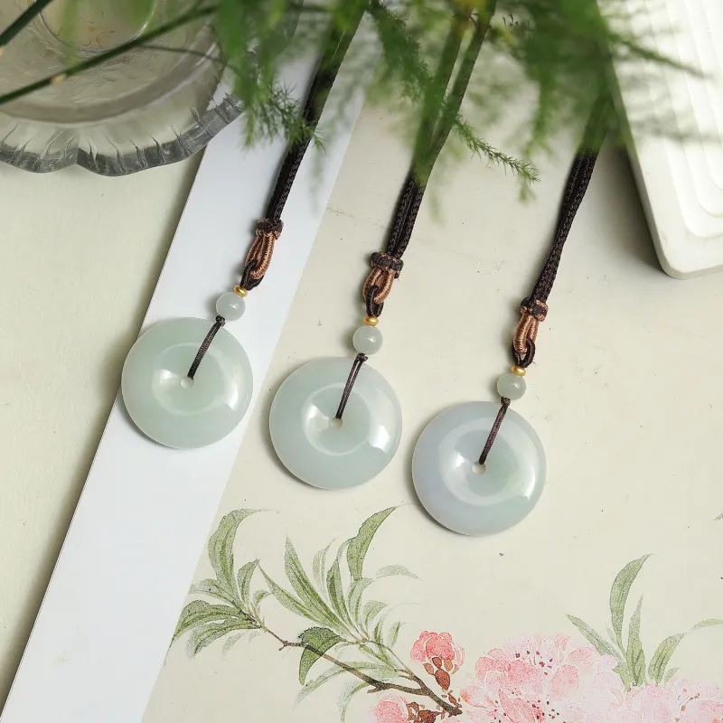Artisan Lock Heart Jade Bean Type Jadeite Necklaces Unisex-2