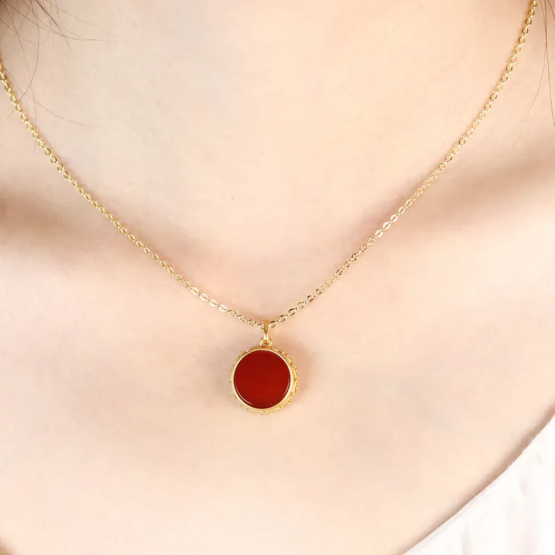 Artisan Lock Heart Jade Agate Jade Necklaces Women's Agate-1