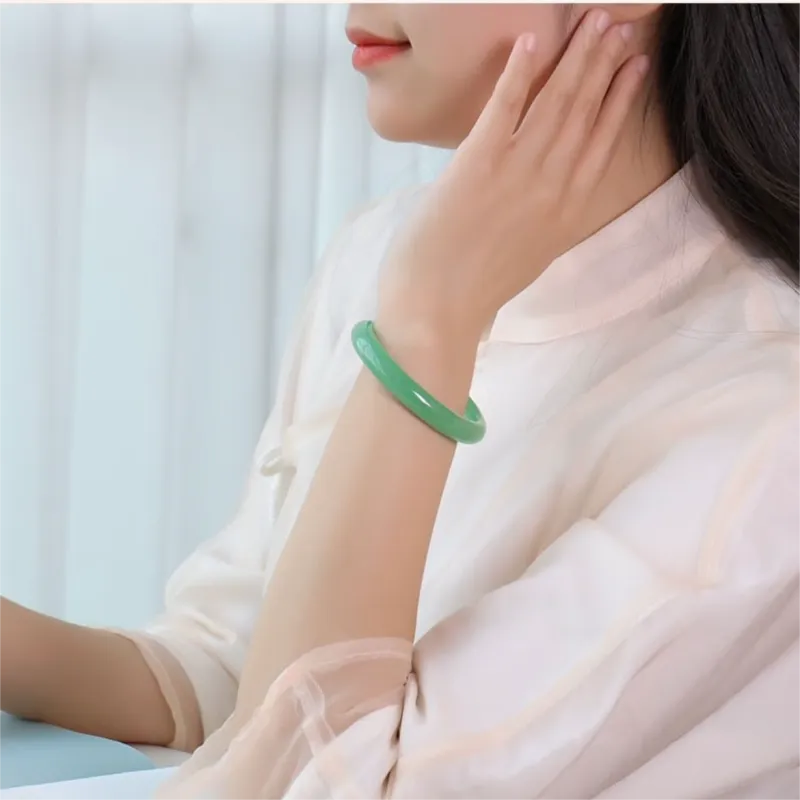 Artisan Lock Heart Jade Aventurine Jade Bangles Women's-2