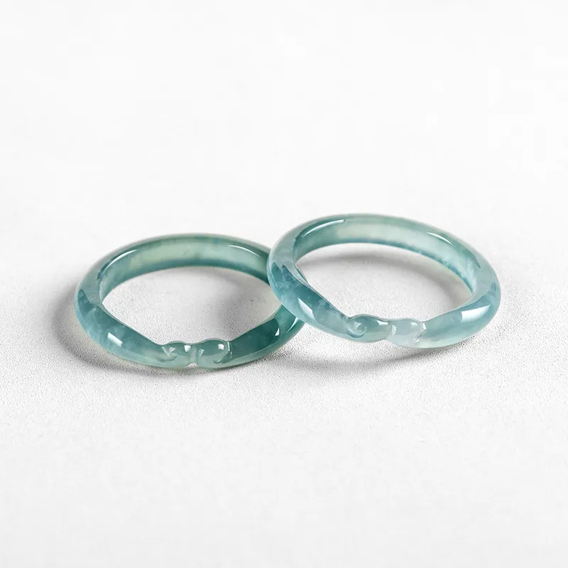 Artisan Lock Heart Jade Glutinous Jade Jadeite Rings Unisex-1