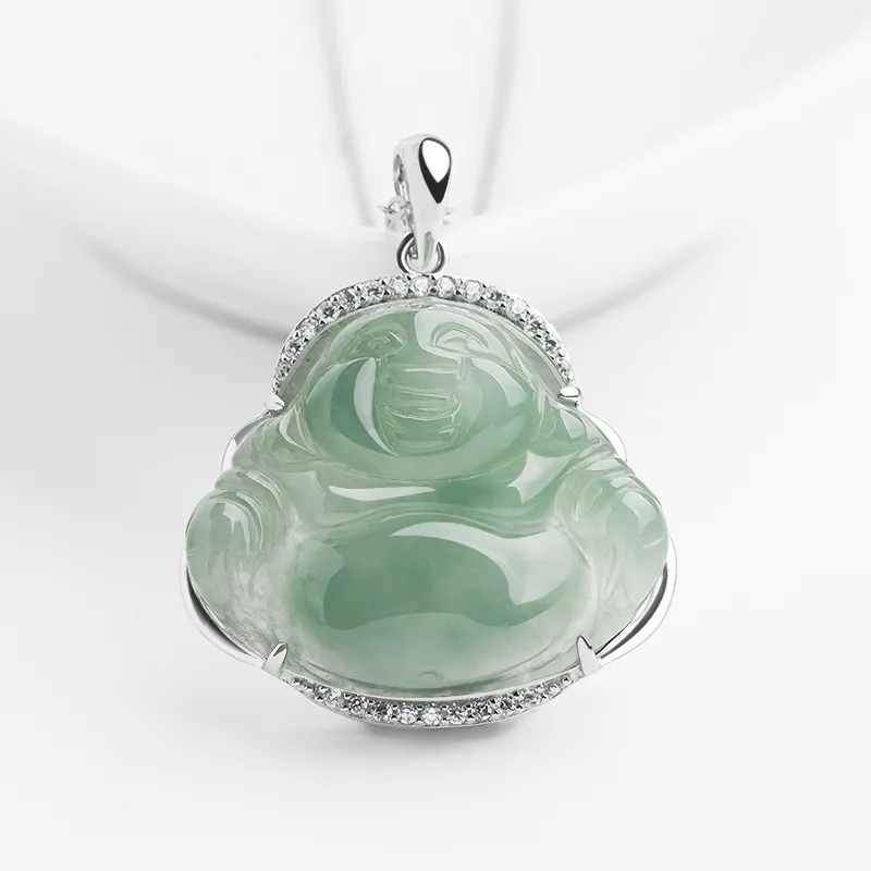 Artisan Lock Heart Jade Ice Glutinous Jadeite Necklaces Women's-4