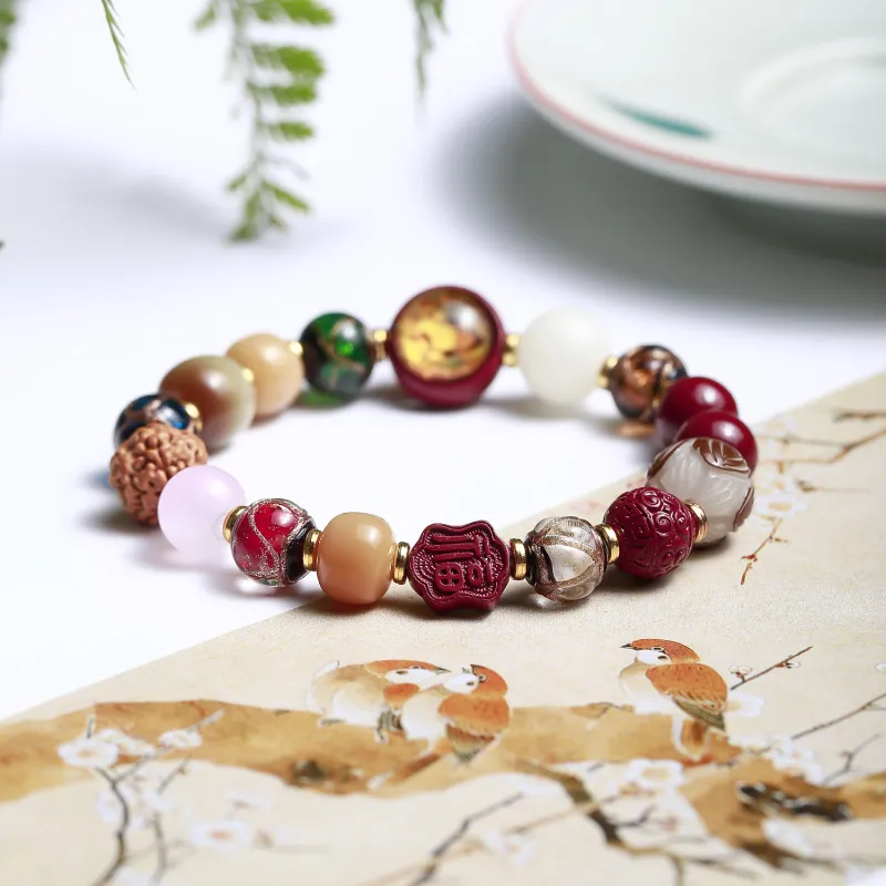 Artisan Lock Heart Jade Bodhi Root Bodhi Seed Bracelets Unisex-4