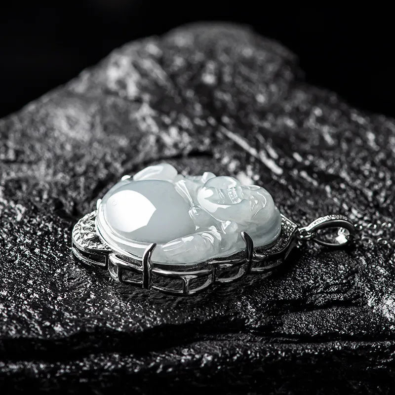 Artisan Lock Heart Jade Glutinous Jade Jadeite Necklaces Women's-5