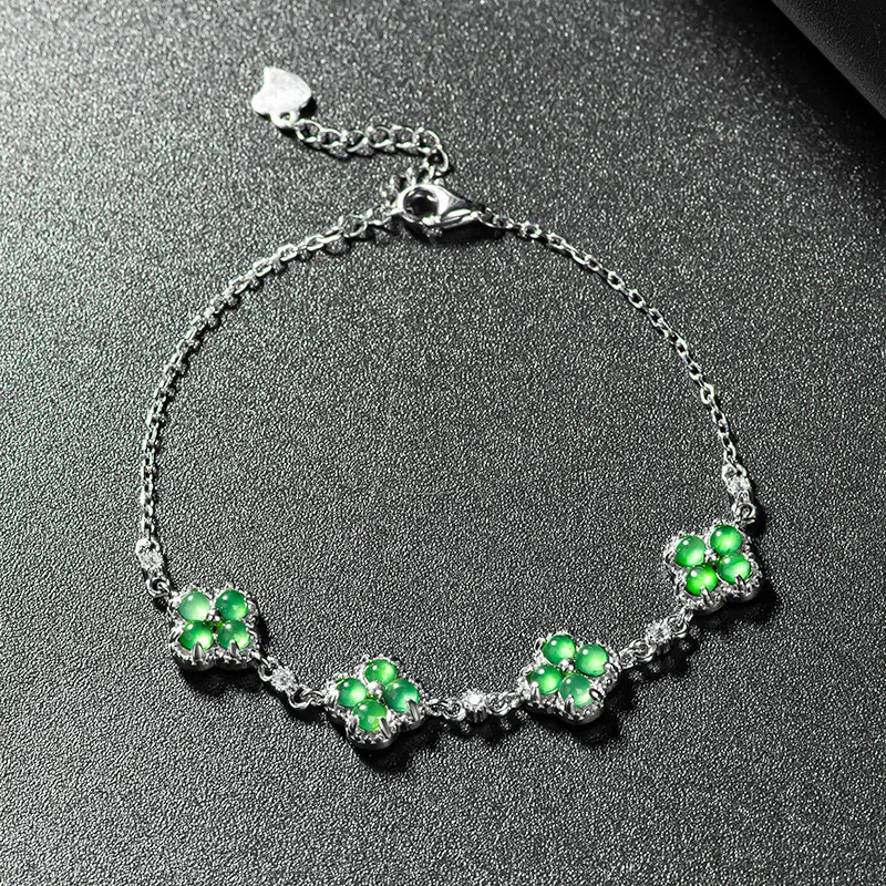 Artisan Lock Heart Jade Ice Type Bracelets Women's-5