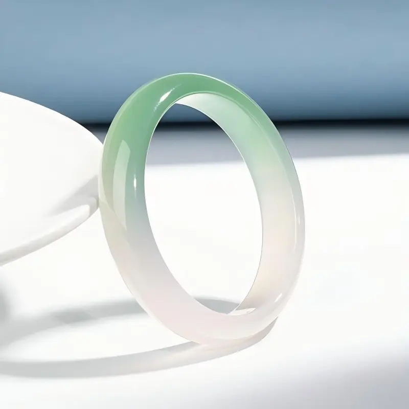 Artisan Lock Heart Jade Chalcedony Bangles Women's-4