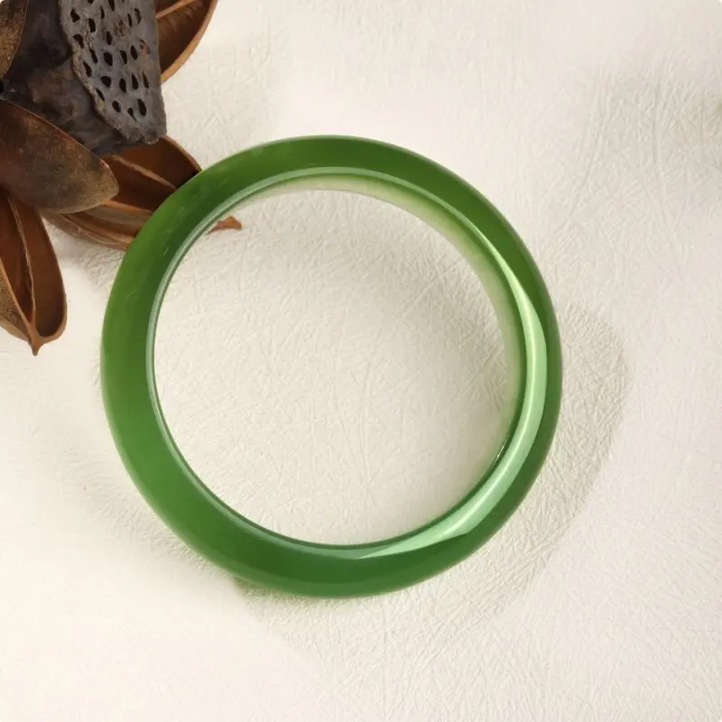 Artisan Lock Heart Jade Chalcedony Bangles Unisex-5
