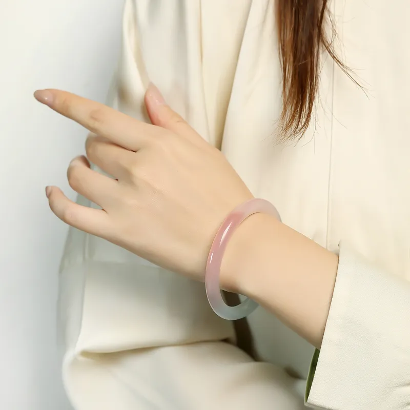 Artisan Lock Heart Jade Chalcedony Jade Bangles Women's Chalcedony-1