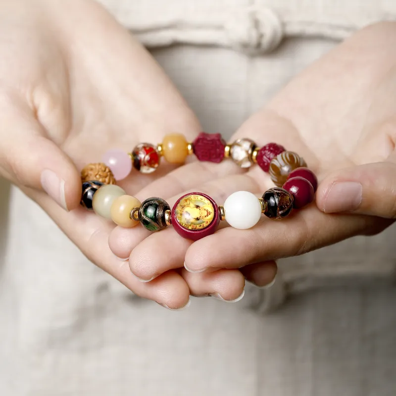 Artisan Lock Heart Jade Bodhi Root Bodhi Seed Bracelets Unisex-2