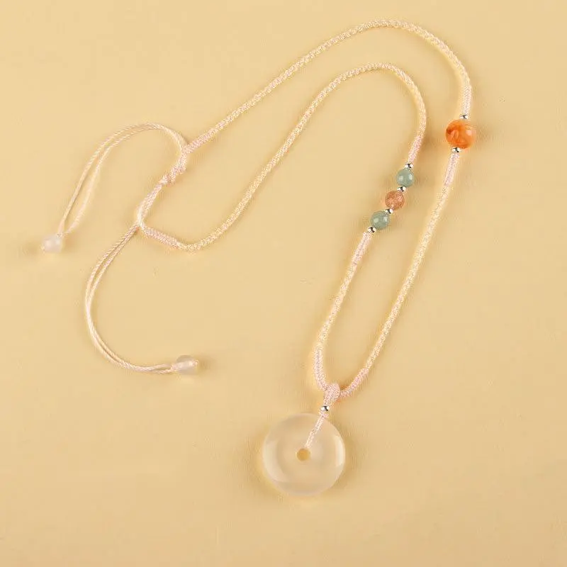 Artisan Lock Heart Jade Chalcedony Necklaces Unisex-7