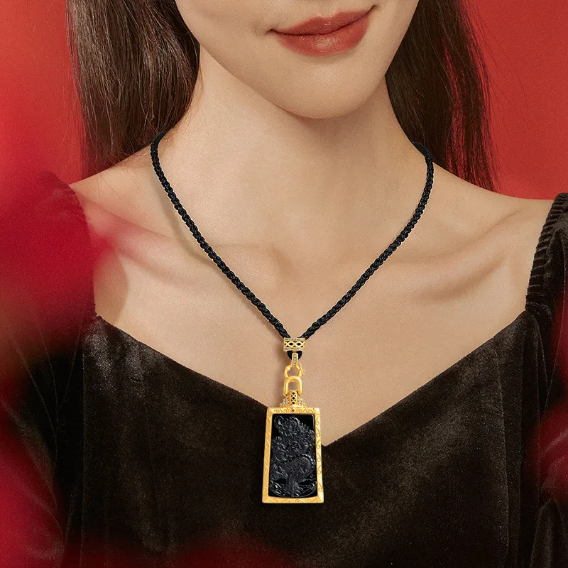Artisan Lock Heart Jade Ice Glutinous Jadeite Necklaces Women's-2
