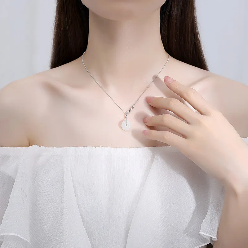 Artisan Lock Heart Jade Chalcedony Jade Necklaces Unisex-1