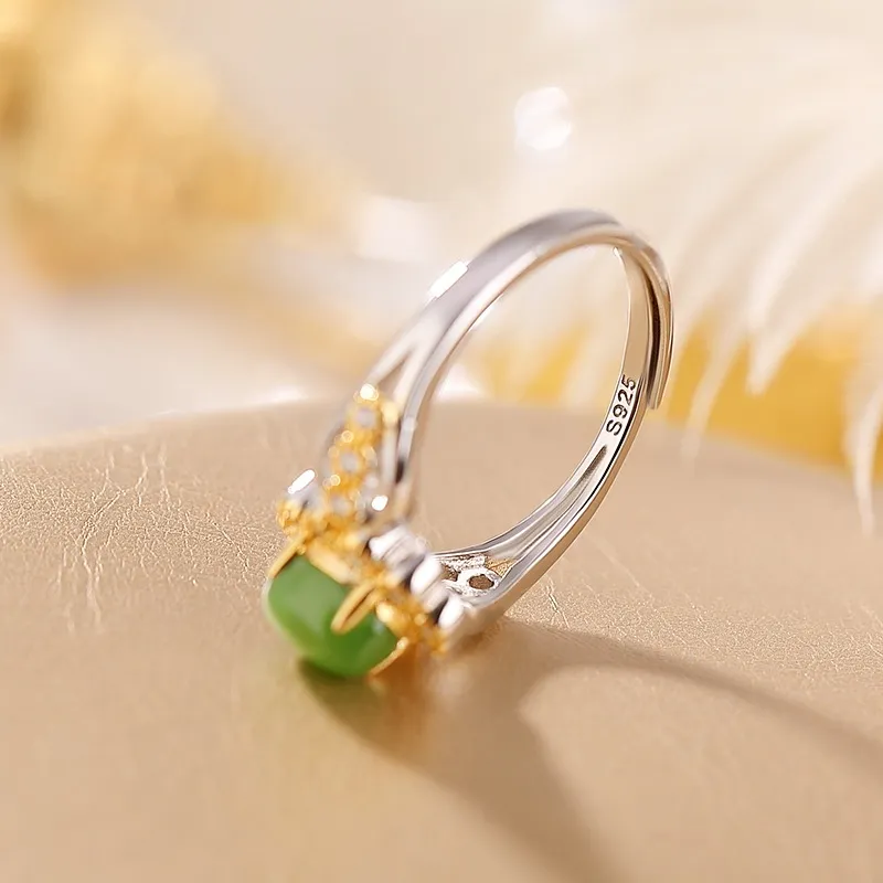 Artisan lock heart jade Hetian Jade Rings Unisex-6