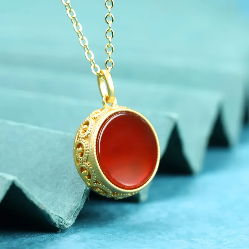 Artisan Lock Heart Jade Agate Jade Necklaces Women's Agate-5