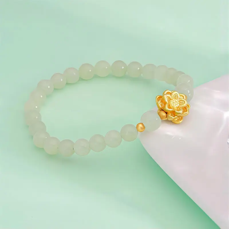 Artisan Lock Heart Jade Hetian Jade Bracelets Women's Pale Greenish White Jade-1