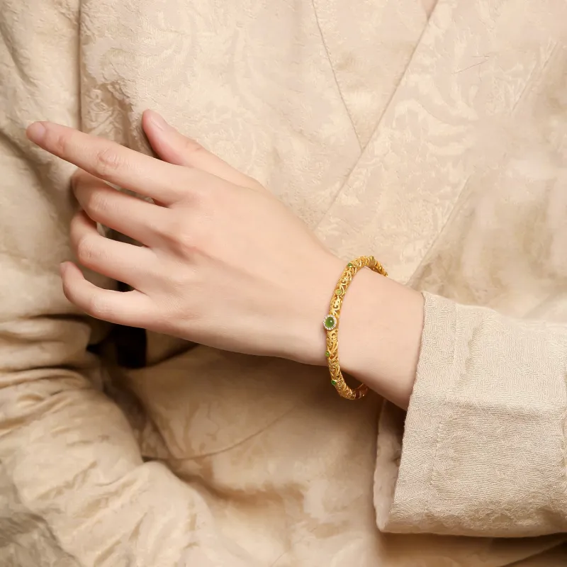 Artisan Lock Heart Jade Hetian Jade Bangles Women's Jasper-2