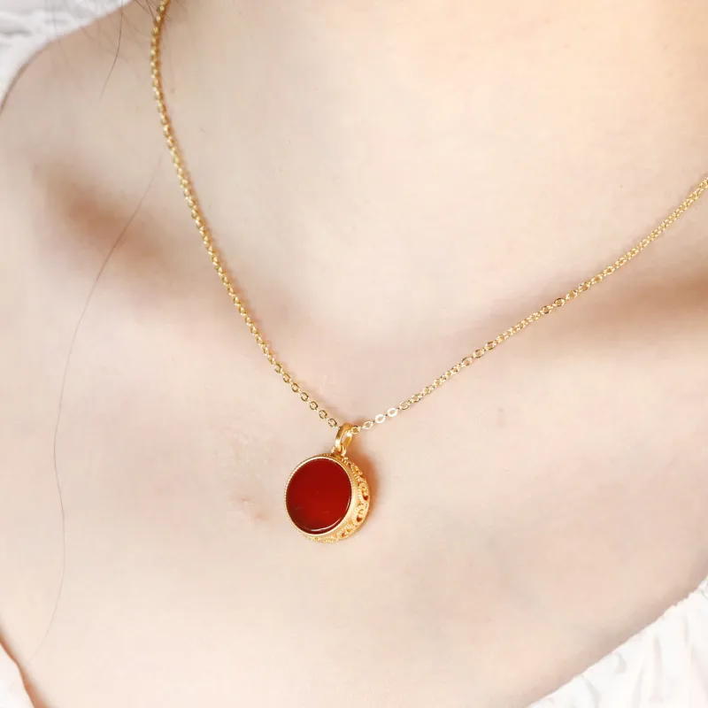 Artisan Lock Heart Jade Agate Jade Necklaces Women's Agate-3