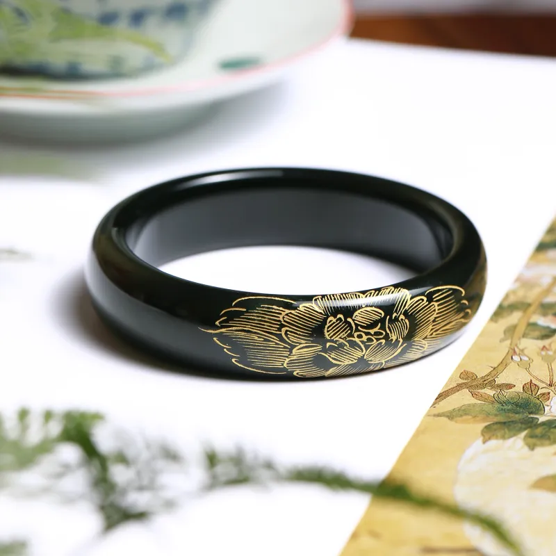 Artisan Lock Heart Jade Bangles Green Jade Women's-3
