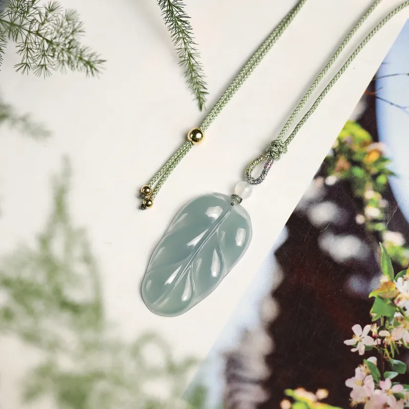 Artisan Lock Heart Jade Glutinous Jade Jadeite Necklaces Women's-3