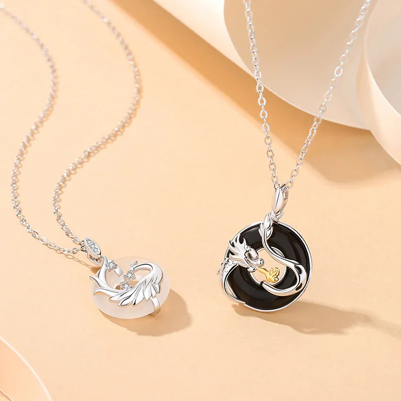 Artisan Lock Heart Jade Chalcedony Jade Necklaces Unisex-6