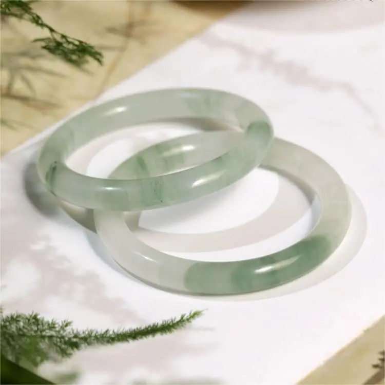 Artisan Lock Heart Jade Chalcedony Jade Bangles Women's-3