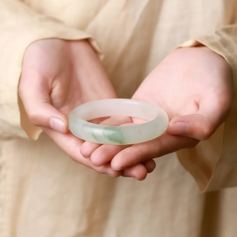 Artisan Lock Heart Jade Tianshan Jade Bangles Women's-2