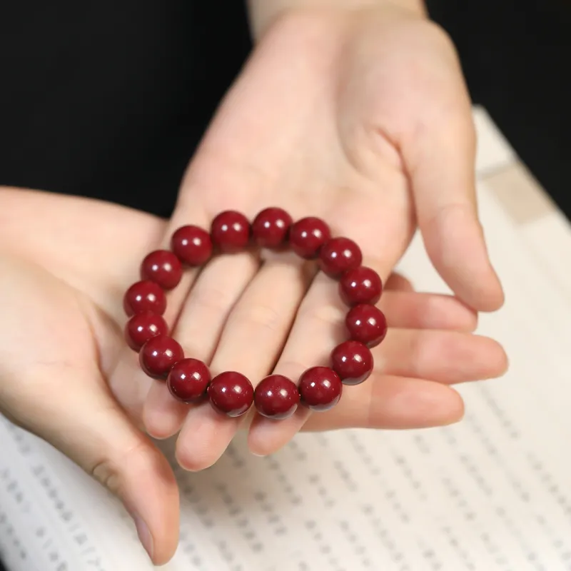 Artisan Lock Heart Jade Reconstructed Cinnabar Bracelets Unisex-3
