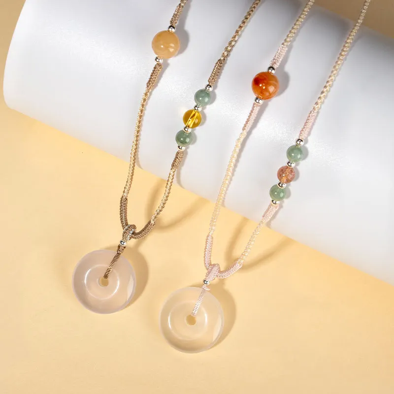 Artisan Lock Heart Jade Chalcedony Necklaces Unisex-10