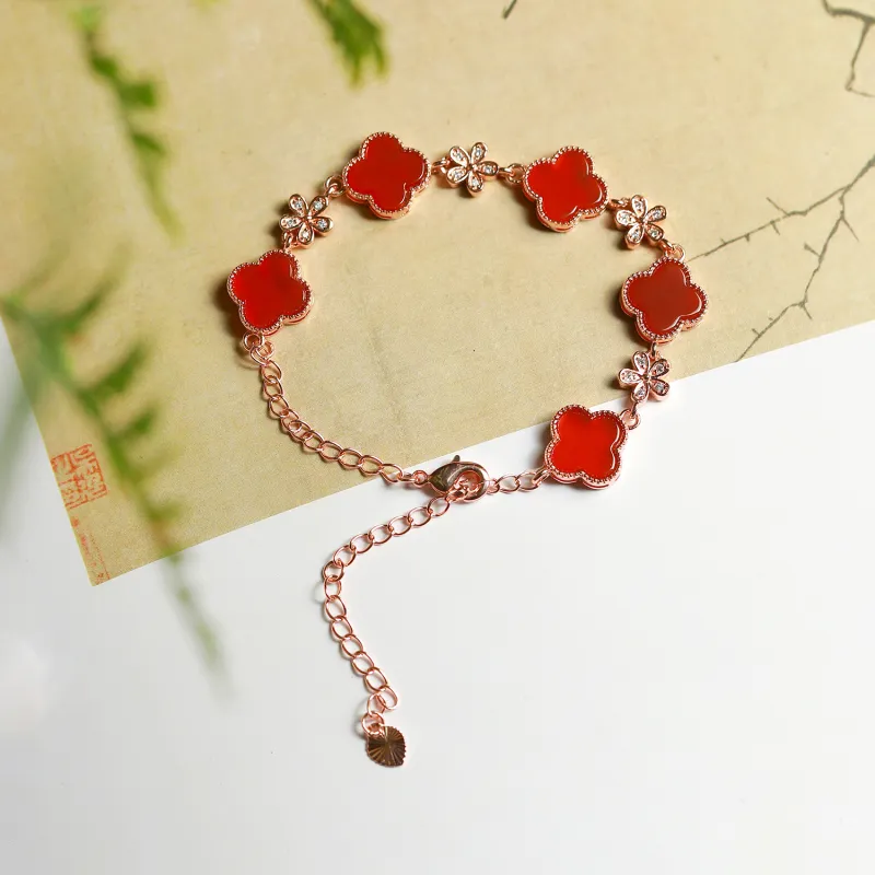 Artisan Lock Heart Jade Red Agate Jade Bracelets Women's Agate-4