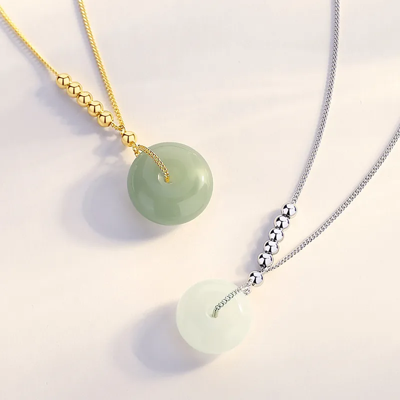 Artisan Lock Heart Jade Chalcedony Jade Necklaces Unisex-7