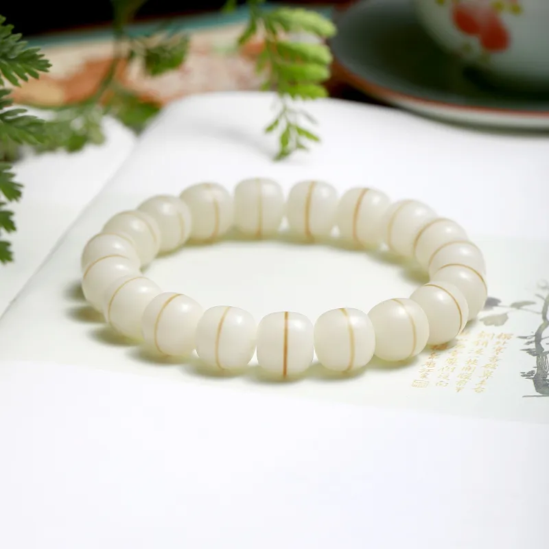Artisan Lock Heart Jade White Jade Bodhi Bracelets Unisex-5