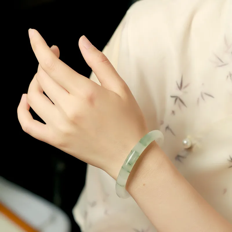Artisan Lock Heart Jade Tianshan Jade Bangles Women's-4