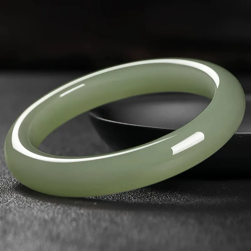 Artisan Lock Heart Jade Hetian Jade Bangles Green Jade Women's-5
