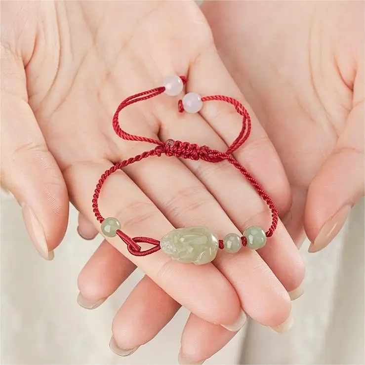 Artisan Lock Heart Jade Hetian Jade Bracelets Women's Green Jade-4
