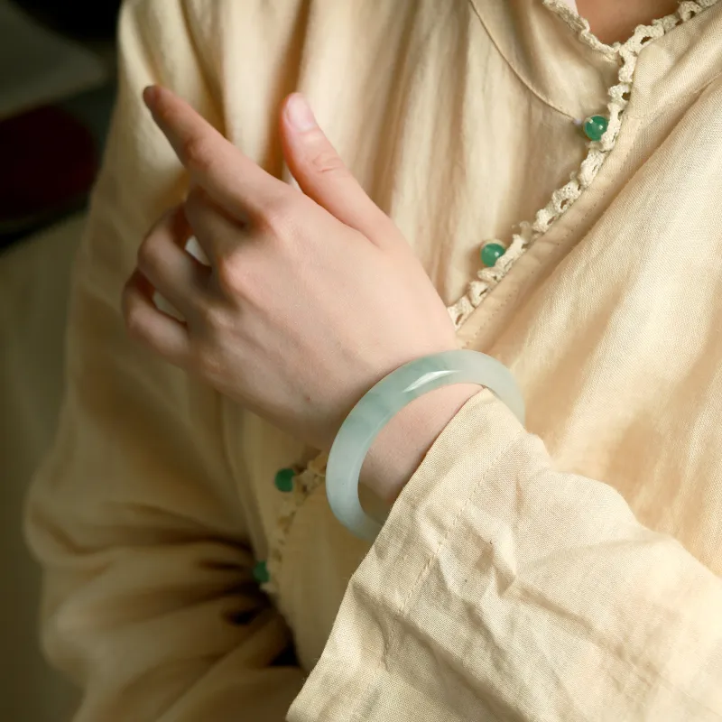 Artisan Lock Heart Jade Chalcedony Jade Bangles Women's-1
