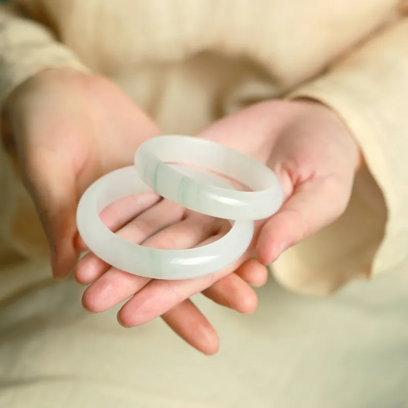 Artisan Lock Heart Jade Natural Tianshan Jade Bangles Unisex-1