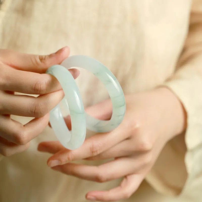 Artisan Lock Heart Jade Chalcedony Jade Bangles Women's-2