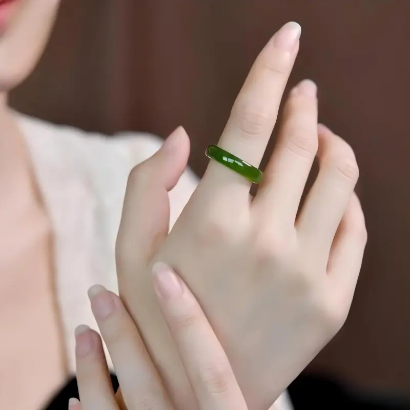 Artisan Lock Heart Jade Hetian Jade Rings Jasper Unisex-1