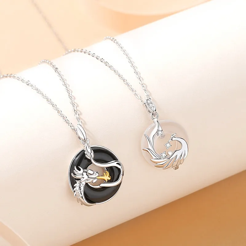 Artisan Lock Heart Jade Chalcedony Jade Necklaces Unisex-5