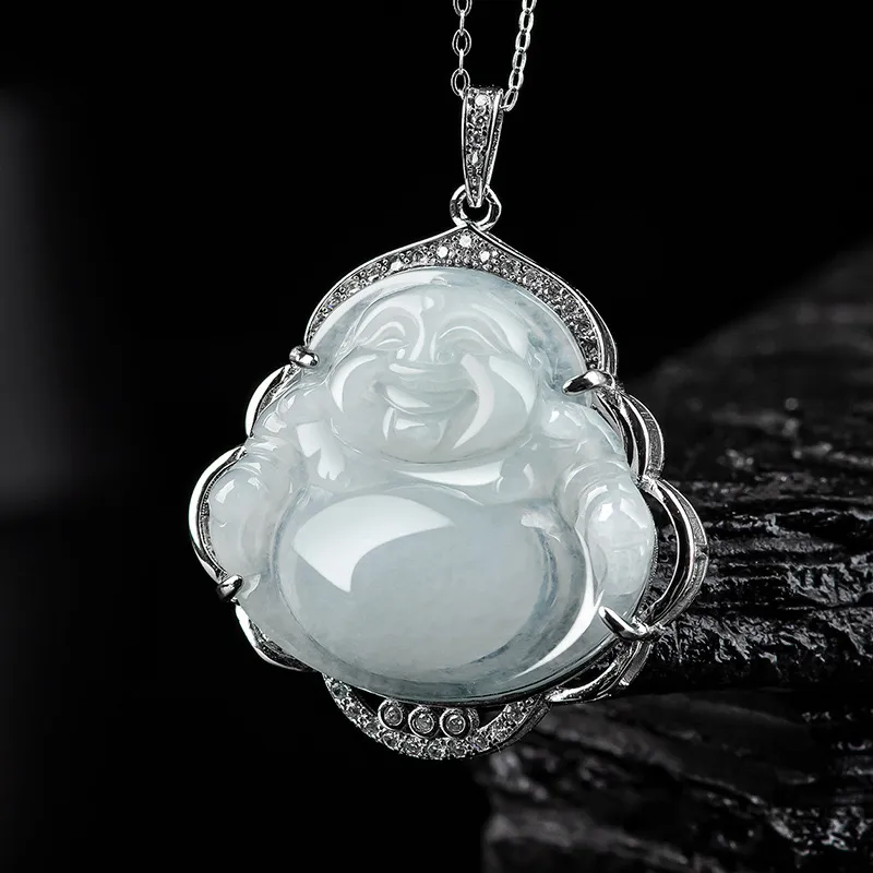 Artisan Lock Heart Jade Glutinous Jade Jadeite Necklaces Women's-2
