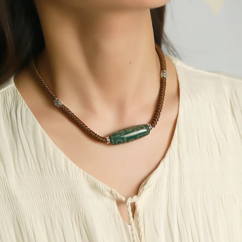 Artisan Lock Heart Jade Agate Jade Necklaces Unisex-4