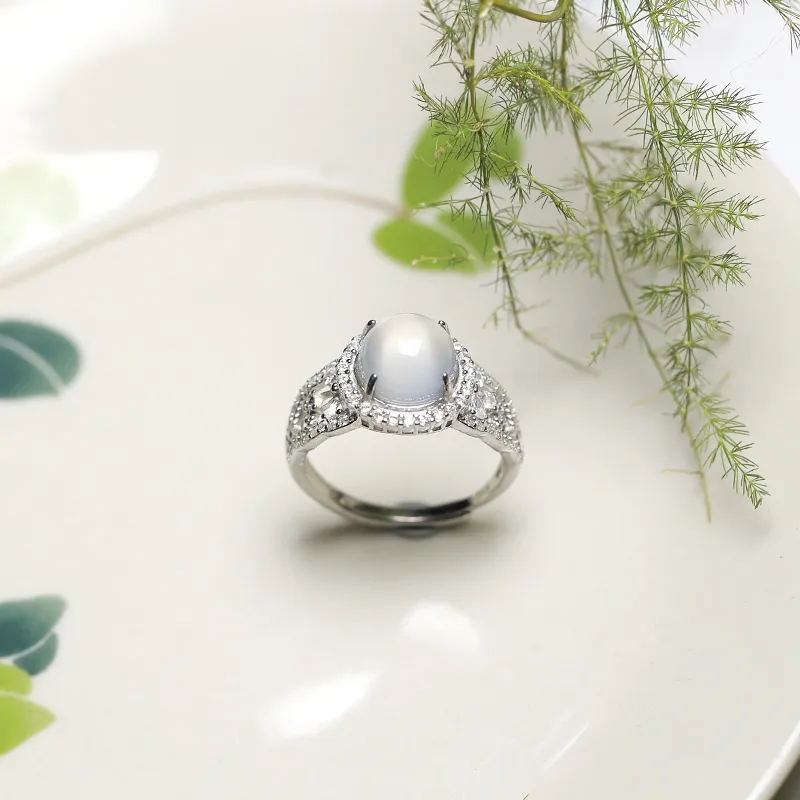 Artisan Lock Heart Jade Chalcedony Rings Unisex-3