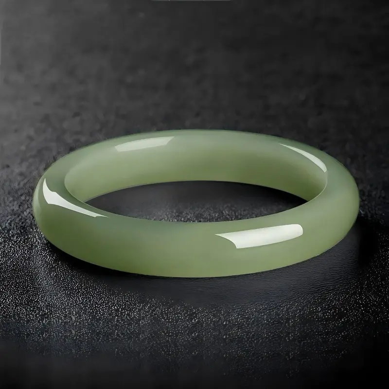 Artisan Lock Heart Jade Hetian Jade Bangles Green Jade Women's-3