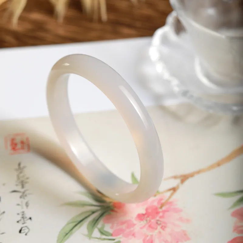 Artisan Lock Heart Jade Chalcedony Jade Bangles Women's-9