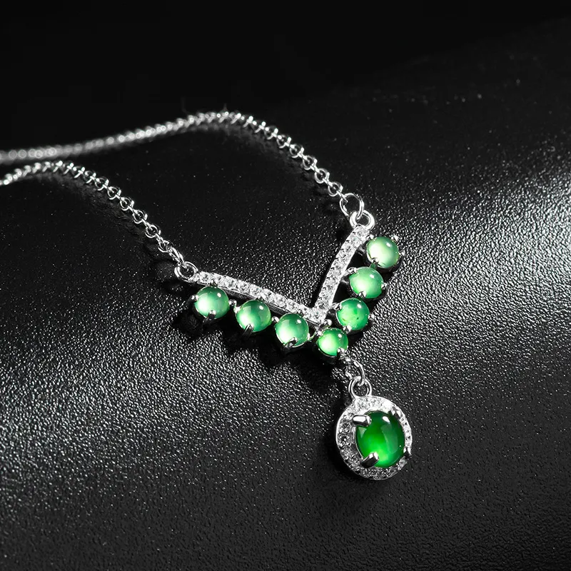 Artisan Lock Heart Jade Ice Glutinous Necklaces Women's-1