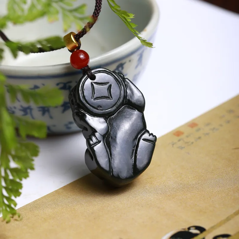 Artisan Lock Heart Jade Hetian Jade Necklaces Green Jade Unisex-4