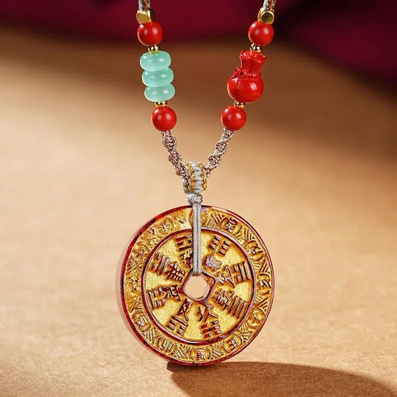 Artisan Lock Heart Jade Cinnabar Necklaces Unisex-2