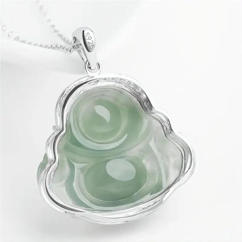 Artisan Lock Heart Jade Ice Glutinous Jadeite Necklaces Women's-2