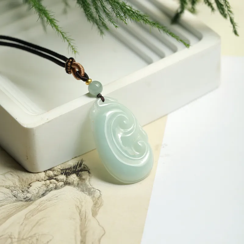 Artisan Lock Heart Jade Glutinous Jade Jadeite Necklaces Unisex-2