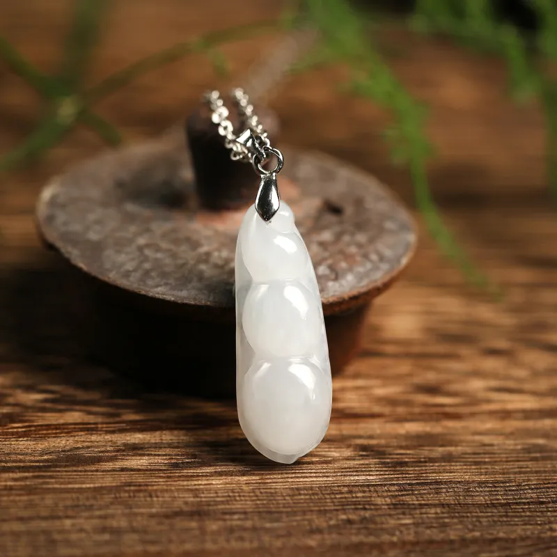 Artisan Lock Heart Jade Glutinous Jade Jadeite Necklaces Women's-1