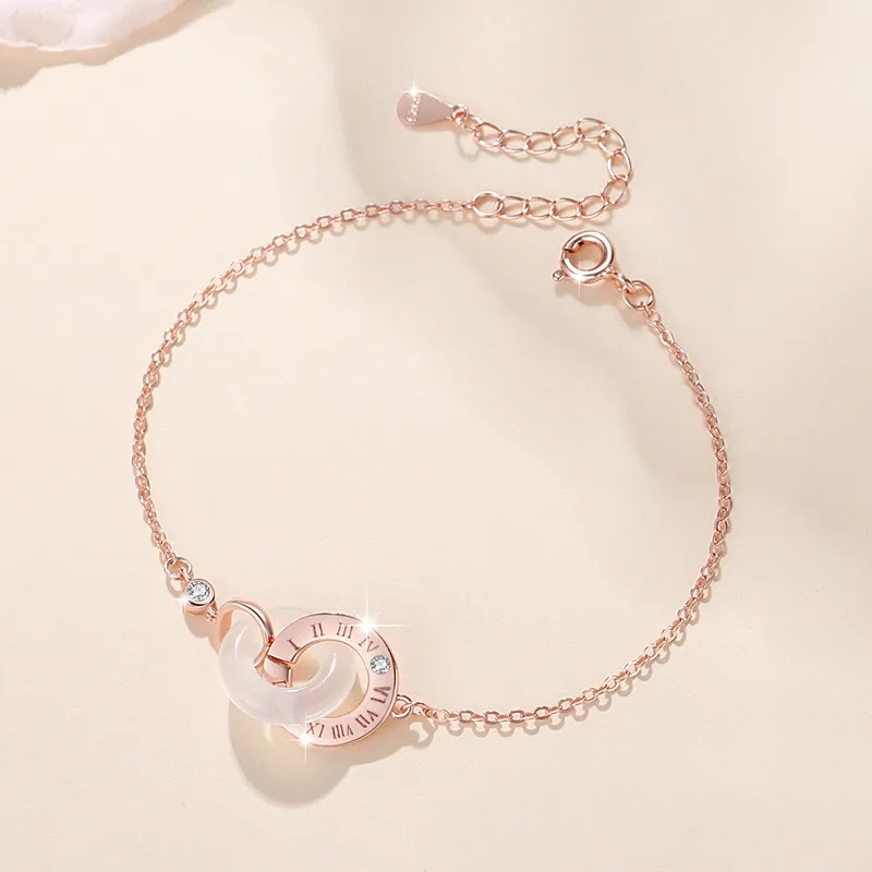 Artisan Lock Heart Jade Chalcedony Jade Bracelets Unisex-3